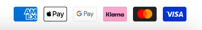 Maksutavat: American Express, Apple Pay, Google Pay, Klarna, Mastercard, Visa